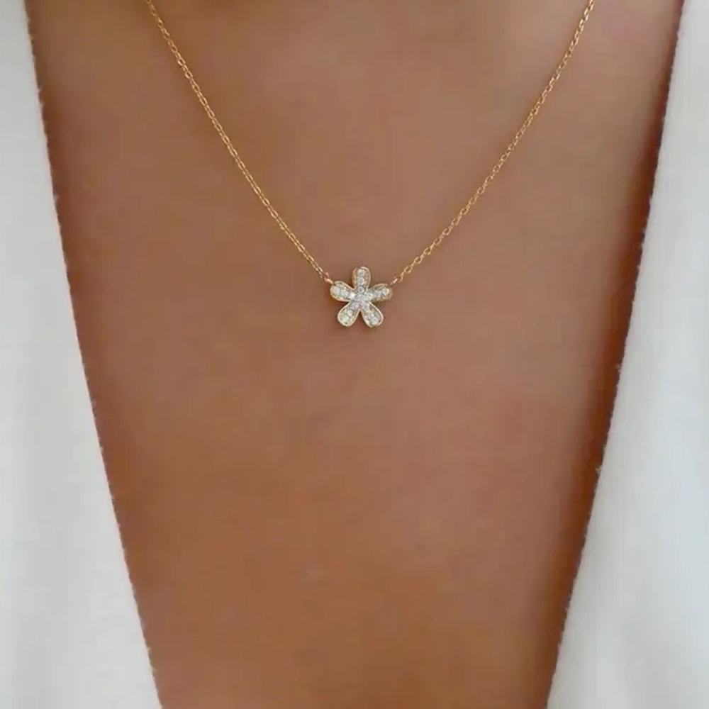 Gold Filled Star Floral CZ Necklace